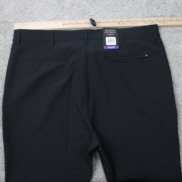 Banana Republic Pants NWT Mens 40x34 Black Flat Front Straight Leg Polyester - Picture 7 of 15